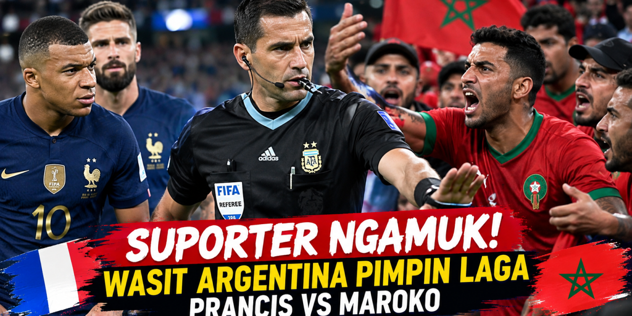 Suporter Ngamuk! Wasit Argentina Pimpin Laga Prancis Vs Maroko